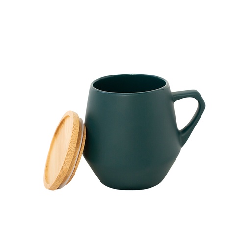 SEVILLA - eco-neutral Ceramic Mug with Bamboo Lid - Dark Green