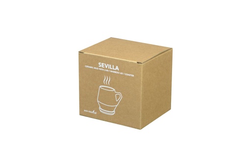 SEVILLA - eco-neutral Ceramic Mug with Bamboo Lid - Blue