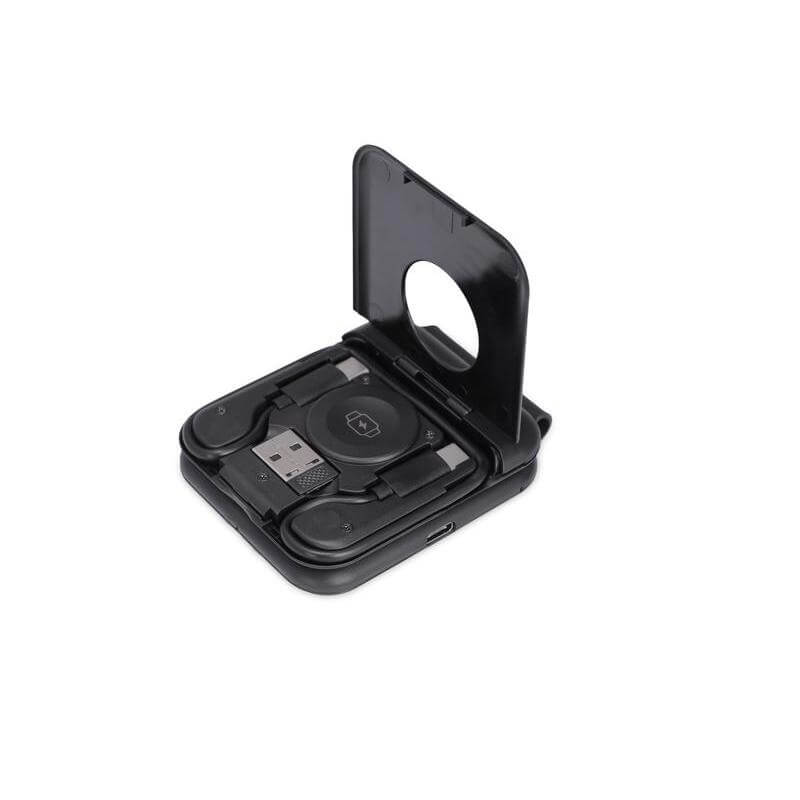 TURIN - @memorii Foldable 2-in-1 Wireless Charger and Multicable Set - Black