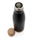 ODESSA - Giftology Double Wall Stainless Bottle with Bamboo Lid and Base - Black