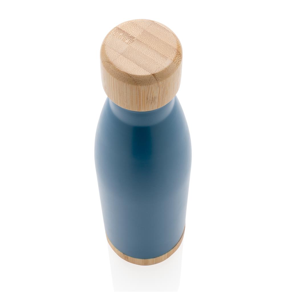 ODESSA - Giftology Double Wall Stainless Bottle with Bamboo Lid and Base - Blue