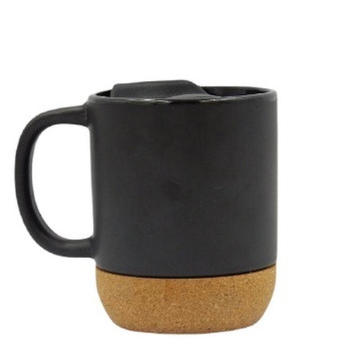 LUCCA - Giftology Ceramic Mug with Cork and Lid - Black