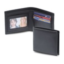 KEMI - Men's Compact Bifold PU Wallet - Black