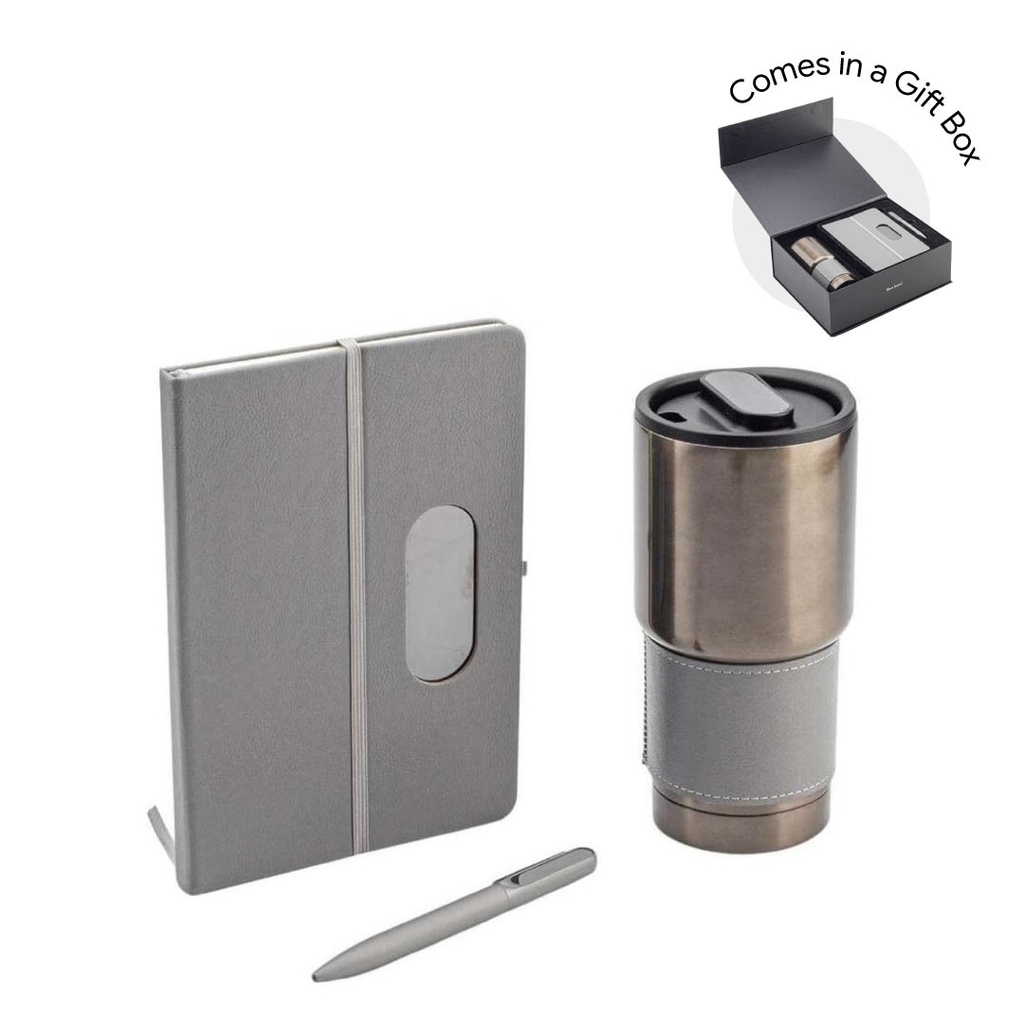 GIESSEN - Hans Larsen Gift Set of Tumbler, Notebook and Pen - Grey