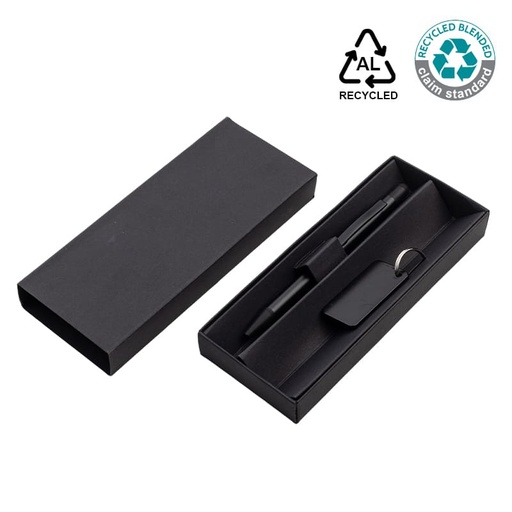 [GSGL 9552] ANGLA - Gift Set of RCS Recycled Aluminium Pen and Keychain - Black