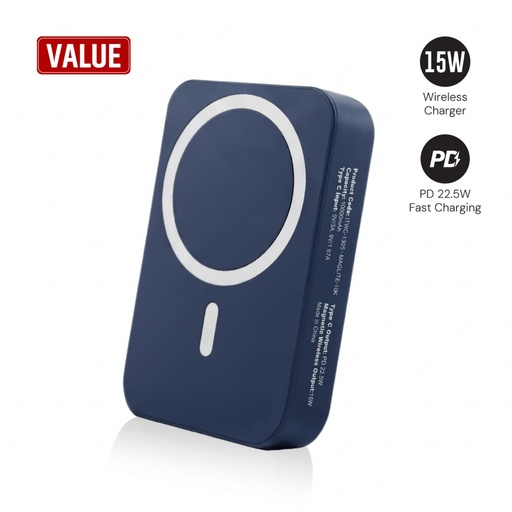 [ITWC 1305] Maglite 10K - 10000 mAh Magnetic Wireless Power Bank - Navy Blue 